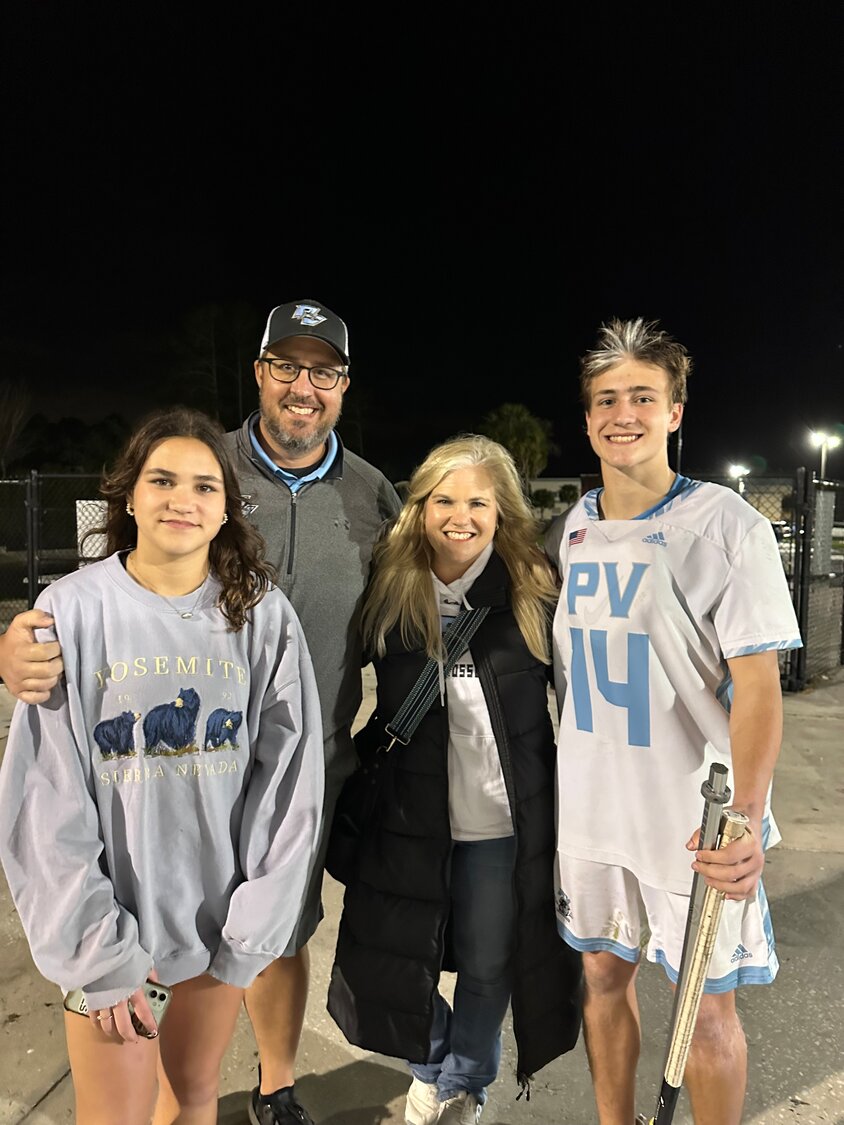 Members of the Owen family following a Ponte Vedra boys lacrosse game.